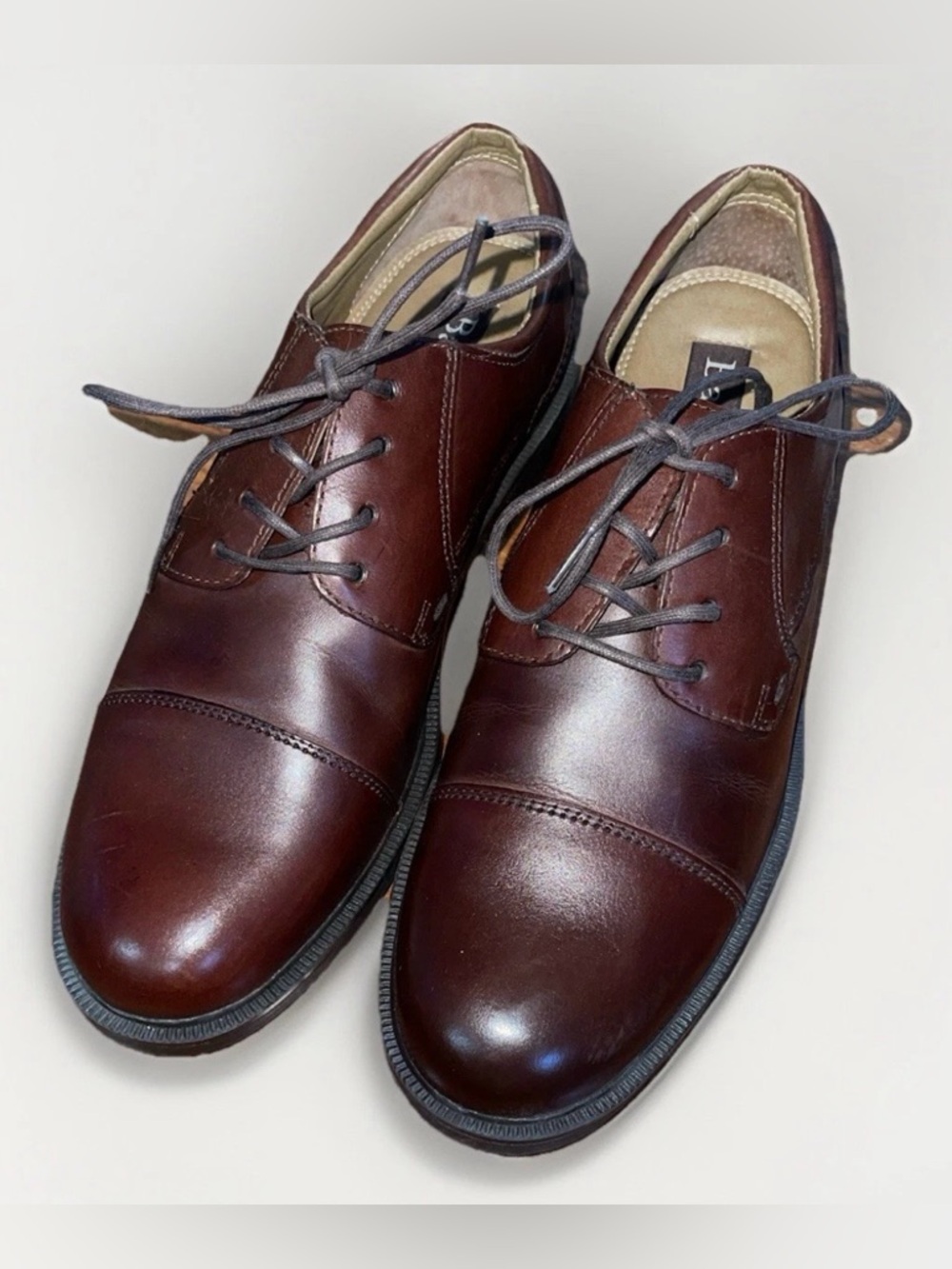 Bass Brown Leather Cap Toe Oxford Dress Shoes 8.5